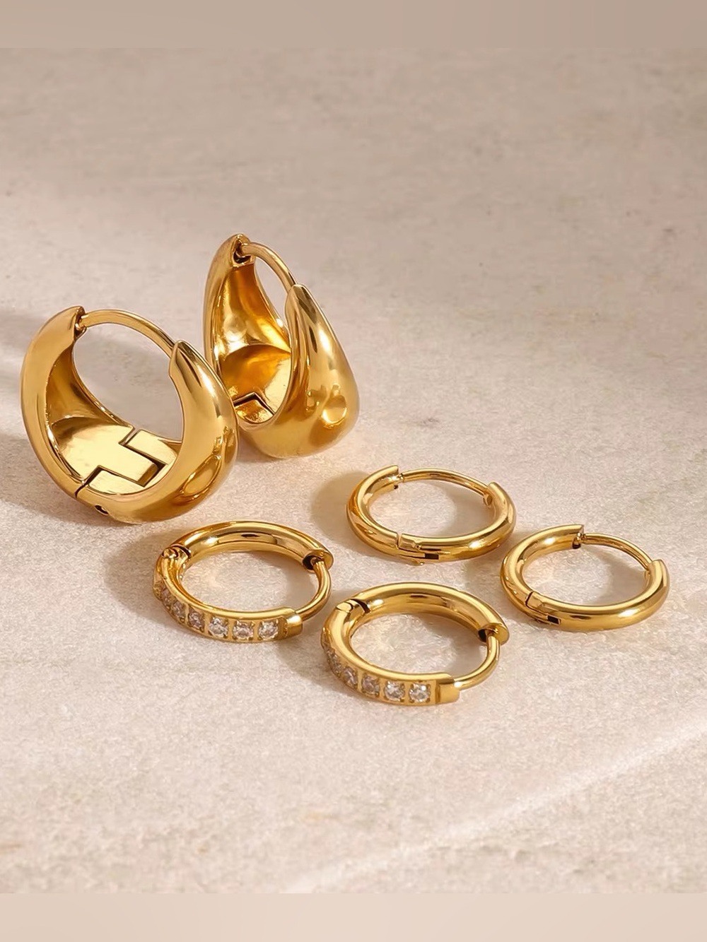 3 Pairs | 18K Gold Plated Earring Set